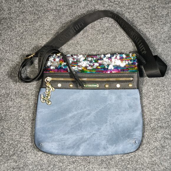 Juicy Couture Handbags - Juicy Couture Purse Cross Body Blue Sequins Bling